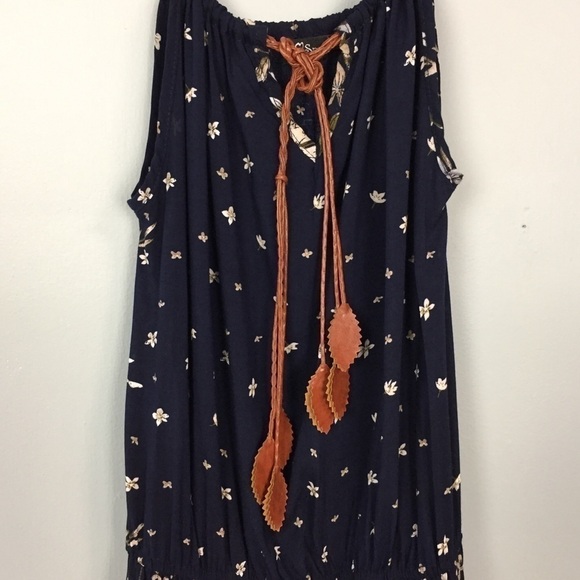 SANTORY Mini Boho Floral Faux Leather Strap Dress - Picture 10 of 15